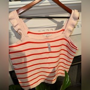 NWT Loft, Women’s XXL Pale Pink and Orange Striped Summer Sweater. Brand good!